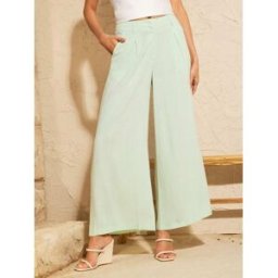 Love & Roses Love & Roses Linen Blend Wide Leg Trousers vert FR 42 (EU 40)