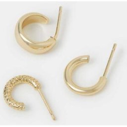 Accessorize Accessorize 14ct Chunky Huggie Hoop Earrings 3-Pack doré Un an