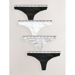 Next Lot de 4 culottes à logo en coton Noir FR 52 (EU 50)
