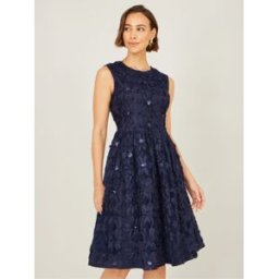 Yumi Yumi Sequin Floral Applique Skater Dress bleu FR 40 (EU 38)