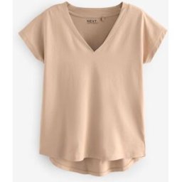 Next T-shirt à col en V avec manches à bonnet naturel XS Reg (FR 36)
