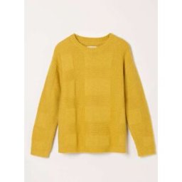 Fat Face FatFace Knitted Check Crew Neck Jumper jaune FR 40 (EU 38)