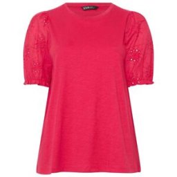 Yours Curve Yours Curve Broderie Anglaise T-Shirt rouge FR 46 (EU 44)