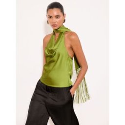 Lipsy Haut Lipsy en satin à Col bénitier vert FR 48 (EU 46)