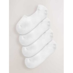 Next Lot de 4 paires de chaussettes de sport invisibles à semelle matelassée pâle S-M (FR 38-44)