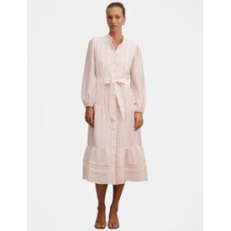 Forever New Forever New Rachel Lace Trim Contains Linen Midi Dress Rose FR 36 (EU 34)