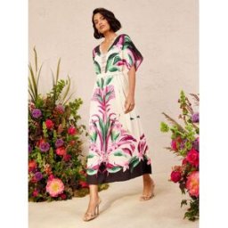 Love & Roses Love & Roses Tropical Bead Kimono Midi Dress crème FR 42 (EU 40)