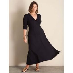 Live Unlimited Live Unlimited Jersey Ruched Sleeve Wrap Dress Noir FR 58 (EU 56)