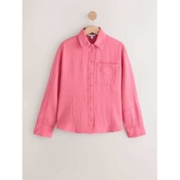 Next Chemise en étamine à manches longues Rose FR 38 (EU 36)