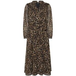 M & Co M & Co Animal Print Long Sleeve Ruffle Dress Brun FR 44 (EU 42)