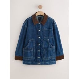 Next Veste de travail en Denim à col en velours côtelé bleu XXL Regular (FR 54-56)