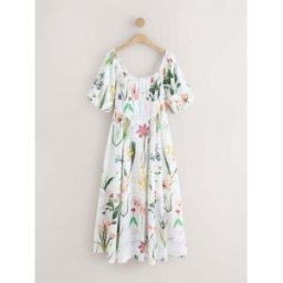 Next Robe mi-longue à manches bouffantes pâle FR 46 (EU 44)