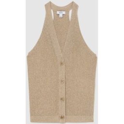 Reiss Reiss Lilana Metallic Rib-Knit Waistcoat doré XS (FR 36)