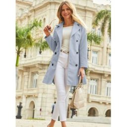 Sosandar Sosandar trench à double poitrine avec poche bleu FR 44 (EU 42)