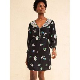 Love & Roses Love & Roses Oversized Collar Tie Front Mini Dress Noir FR 46 (EU 44)