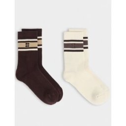 Sweaty Betty Sweaty Betty Lifestyle Ribbed Crew Socks 2 Pack Brun FR 36-38 (EU 34-36)