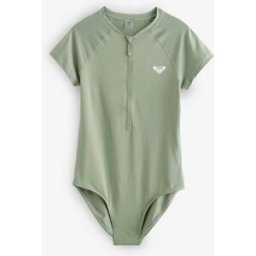Roxy Roxy Essentials Zipped Short Sleeve Logo Swimsuit vert M (FR 42-44)