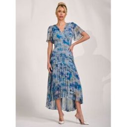Jolie Moi Jolie Moi Chiffon Plissé Robe longue bleu FR 52 (EU 50)