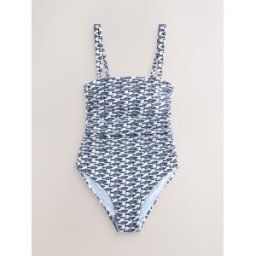 Next Maillot de bain bandeau gainant à fronces sur le ventre crème FR 42 Tall (EU 40 T)