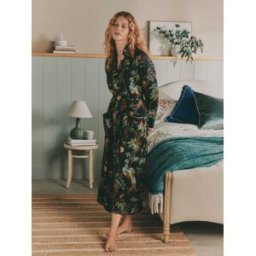 Laura Ashley Laura Ashley Attleton Satin Robe Noir XL (FR 50-52)