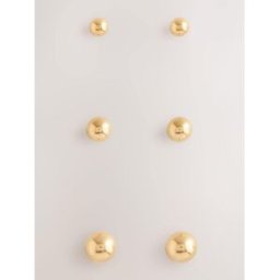 Next Waterproof Stainless Steel Ball Stud Earrings 3 Pack doré Un an