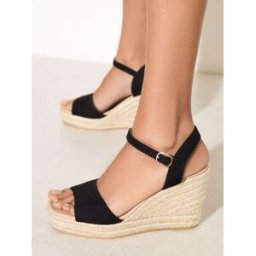 Friends Like These Friends Like These 2 Sandales compensées espadrilles à bout ouvert Noir EU 38 (UK 5)