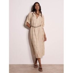 Apricot Apricot Geometric Shimmer Embroidered Shirt Midi Dress naturel FR 44 (EU 42)