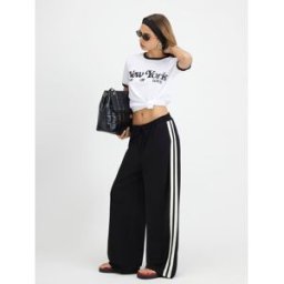 River Island River Island Premium Tape Wide Leg Joggers Noir S (FR 38-40)