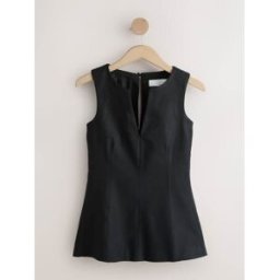 Next Haut péplum habillé en lin Noir FR 50 Petite (EU 48 P)