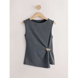Next Sleeveless Slash Neck Hardware Top Gris XS Reg (FR 36)