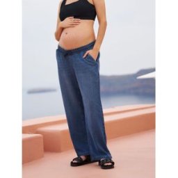 Seraphine Pantalon de maternité Seraphine Ample effet denim avec cordon de serrage bleu FR 42 Long (EU 40 L)