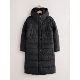 Next Manteau long à capuche rembourré et Résistant à la douche Noir FR 44 (EU 42)