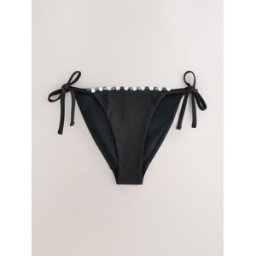 Never Fully Dressed Never Fully Dressed, bas de bikini à perles et à nouer sur le côté Noir FR 42 (EU 40)