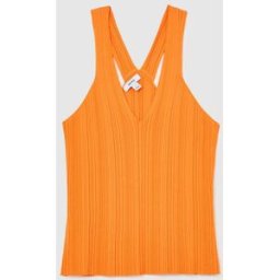 Reiss Reiss Harris Pleated Knit V-Neck Vest orange L (FR 46-48)