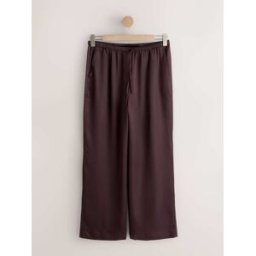 Next Pantalons amples en satin à taille ceinturée Brun FR 40 Regular (EU 38 R)