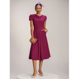 Jolie Moi Jolie Moi Roll Neck Petal Sleeve Midi Dress violet FR 38 (EU 36)