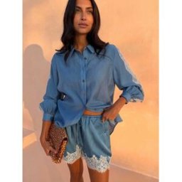 Never Fully Dressed Never Fully Dressed Lace Marley Shirt bleu FR 36 (EU 34)