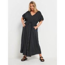 Yours Curve Yours Curve Button Chambray Maxi Dress Noir FR 44 (EU 42)