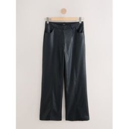 Next Faux Leather Textured Wide Leg Trousers Noir FR 36 Petite (EU 34 P)