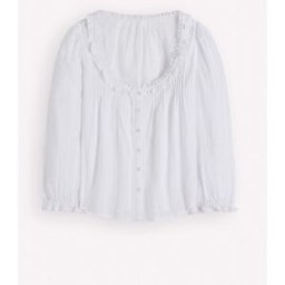 Boden Boden Scoop Neck Ruffle Top pâle FR 44 (EU 42)