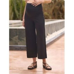 Seraphine Pantalon raccourci Seraphine Maternité Soft Ponte Roma en jersey avec bande overbump Noir FR 40 (EU 38)