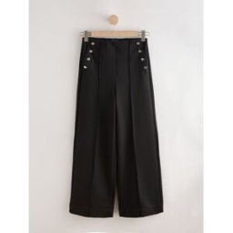 Next Pantalons Ample en Ponte avec boutons Noir FR 38 Short (EU 36 S)