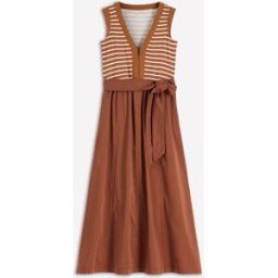 Boden Boden Zip Front Mix Media Cotton Dress Brun FR 48 Regular (EU 46 R)