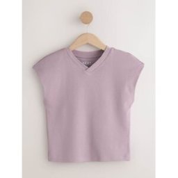 Next T-shirt à manches courtes en interlock Col V violet M Regular (FR 42-44)