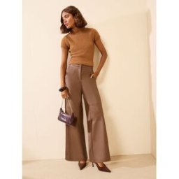 Friends Like These Pantalons habillés Amples en similicuir Friends Like These Brun FR 38 (EU 36)