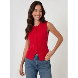 Threadbare Threadbare Crew Neck Compact Knit Vest rouge FR 44 (EU 42)