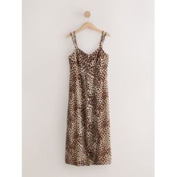 Next Robe mi-longue boutonnée Brun FR 36 (EU 34)