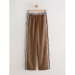 Next Pantalons amples à rayures latérales avec lin Brun FR 44 Short (EU 42 S)