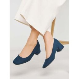 JD Williams Heavenly Soles By JD Williams Low Block Heels Court Shoes bleu EU 37 (UK 4)