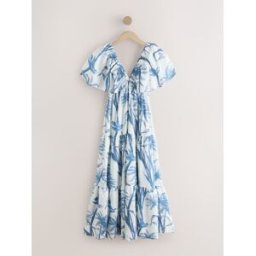 Next Robe maxi à manches bouffantes pâle FR 42 (EU 40)